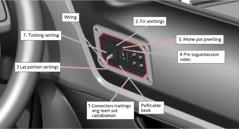 A detailed illustration of a car's body position sensor circuit, highlighting the key components such as the sensor, wiring, and connectors. The image should show a close-up of the sensor mounted on the car's body, with clear labels for the different parts of the circuit. The background should include a partially visible car to provide context.