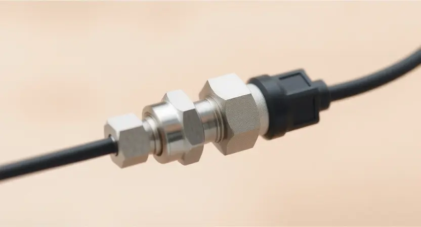 A close-up, detailed illustration of a differential sensor with a signal line. The sensor should be depicted in a clean, technical style, highlighting the connection between the sensor and the signal line. The background should be a blurred, neutral color to emphasize the sensor. Focus on the sensor's physical components and the signal transmission.