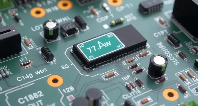 A close-up illustration of a circuit board with a highlighted section indicating a low input signal level. The circuit board should be detailed and realistic, showing various components like resistors, capacitors, and integrated circuits. The highlighted section should visually represent the low signal level, perhaps with a color gradient or a visual indicator.