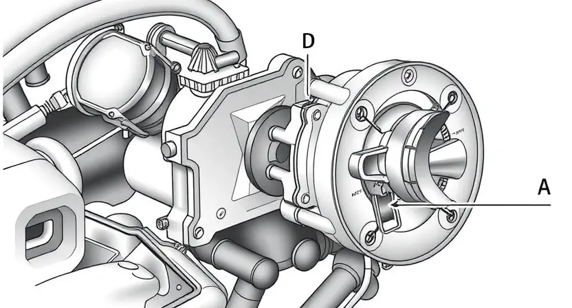 A detailed illustration of a car's throttle body, highlighting its internal components and connections to the engine. Focus on the butterfly valve, throttle plate, and surrounding sensors. The image should be clean and informative, suitable for a repair manual.