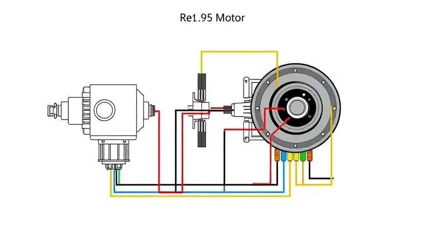 A detailed schematic diagram of an ABS (Anti-lock Braking System) motor and its associated wiring. The diagram should clearly highlight the motor, the return pump, and the circuit connections. Use color-coding to differentiate between power lines, signal lines, and ground connections. The background should be a clean, light gray. Focus on technical accuracy and clarity.