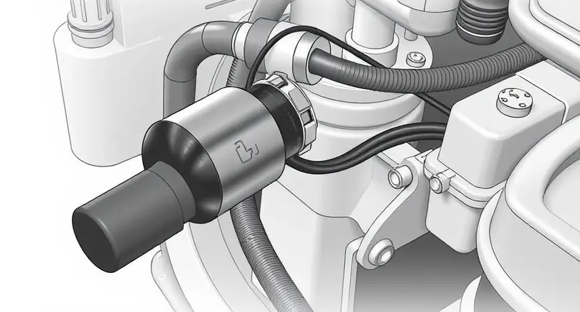 A detailed illustration of a power steering system with a pressure sensor, highlighting the sensor itself and the associated wiring. The image should show a close-up view of the sensor and its connection to the hydraulic system.