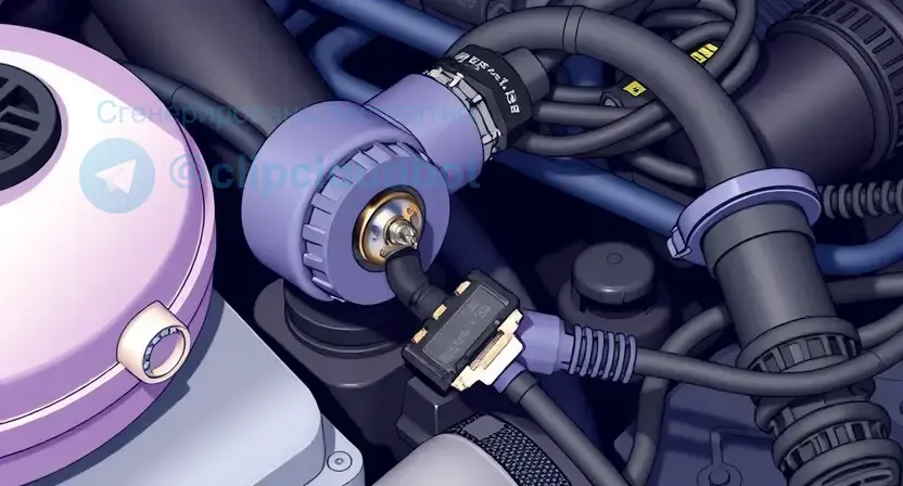 A close-up illustration of an automotive engine bay, focusing on the area around the intake manifold and associated sensors. Highlight a loose or corroded electrical connector. Use bright, clean colors to emphasize the problem area. Show wires and connectors with visible signs of wear and tear.