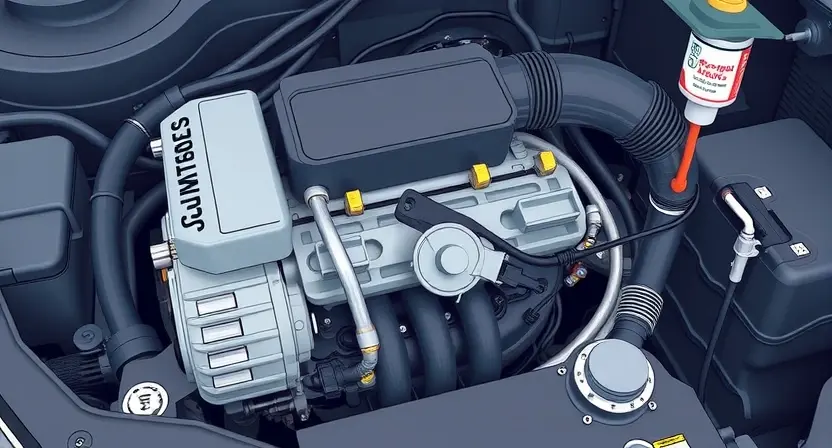 A close-up, detailed illustration of a car's engine bay, specifically focusing on the throttle body and its associated sensors and wiring. The image should clearly show the components related to the P0120 error code, such as the throttle position sensor and the air intake system. The overall aesthetic should be clean and informative, suitable for a technical guide.