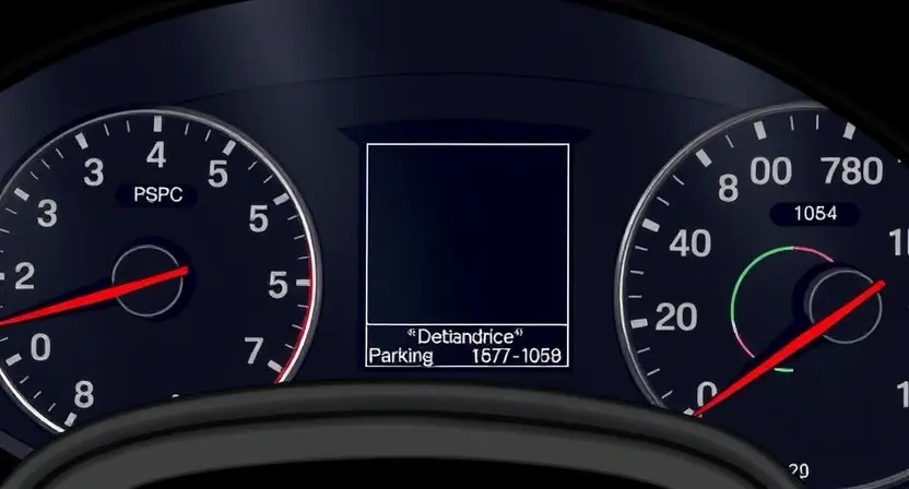 A detailed illustration of a car's dashboard with a warning light illuminated, indicating a communication error with the Electronic Parking Brake (EPB) module. Focus on the dashboard elements, highlighting the warning light and any relevant error messages.