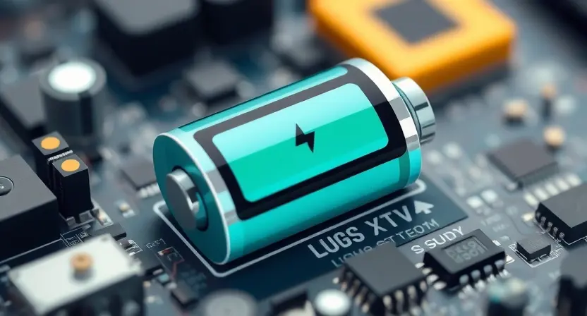 A close-up, detailed illustration of a battery icon with a low power indicator, overlaid on a circuit board with various electronic components. The background should be slightly blurred to emphasize the battery and circuit board. Focus on conveying the concept of low battery and electronic diagnostics. The image should be clean and professional, suitable for a technical article.