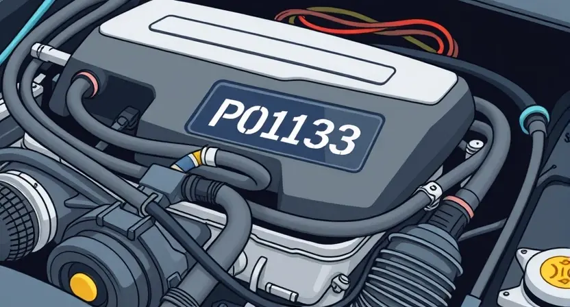 A close-up, detailed illustration of a car engine with a diagnostic code P0123 highlighted on a digital display. Wires and hoses are visible, suggesting a mechanical system. The overall aesthetic should be clean and informative, focusing on the engine components and the error code.