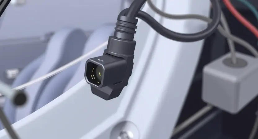A close-up, detailed illustration of a car's fuel level sensor and associated wiring harness. The sensor should be clearly visible, along with the wiring connecting it to the car's electrical system. Focus on the connections and potential points of failure. The background should be a slightly blurred view of the car's interior, suggesting a diagnostic setting. The image should convey a sense of technical precision and clarity.