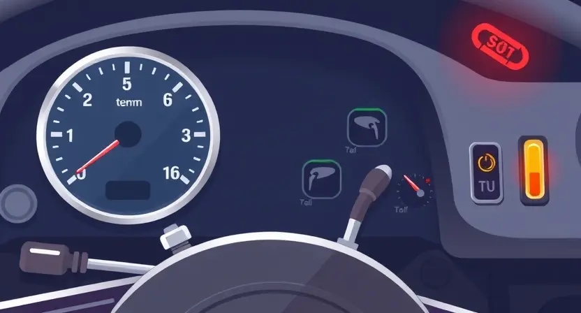 A high-quality technical illustration showing a car engine with a temperature gauge indicating overheating, a coolant temperature sensor, and a warning light on the dashboard, all rendered in a clean, professional style with accurate automotive details and no text or numbers on the image