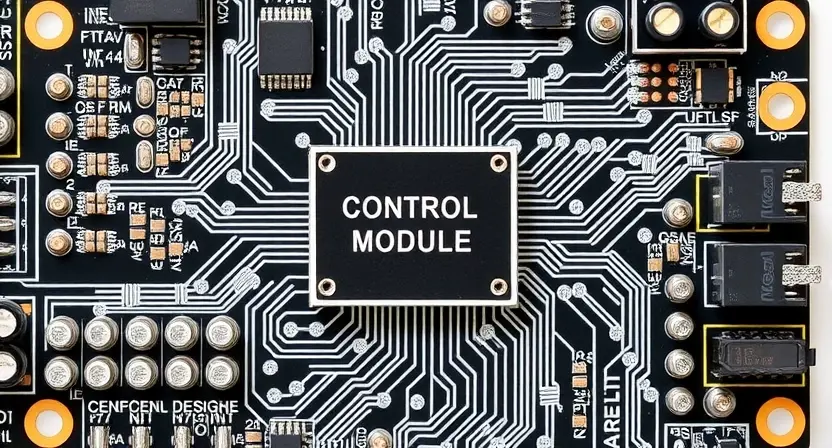 A detailed schematic diagram of an electronic circuit board, highlighting a specific module labeled 'Control Module'. The diagram should show connections, components (resistors, capacitors, integrated circuits), and potential points of failure. The module itself should be visually distinct and labeled clearly.