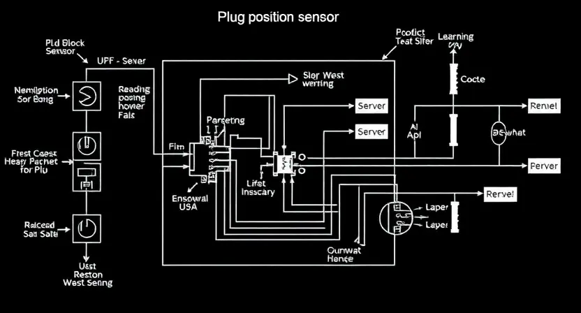 A detailed schematic diagram of an electrical circuit, specifically focusing on the plug position sensor. The diagram should clearly show the sensor, wiring, and associated components. Include labels for all parts and connections. The image should be clean and well-organized, with a focus on technical accuracy.