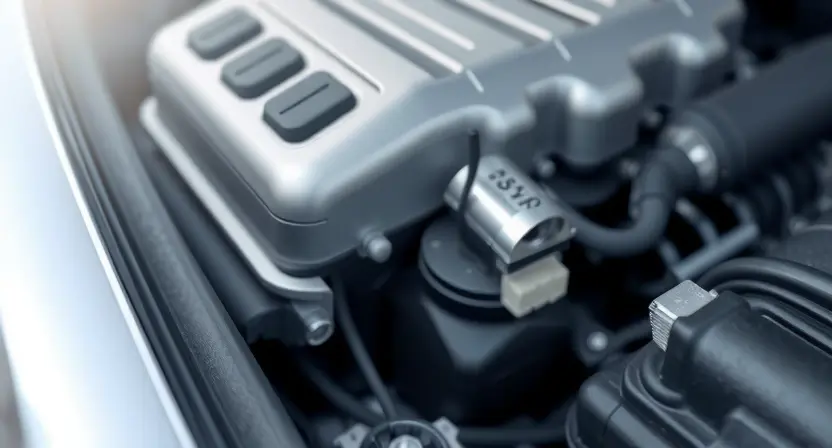 A close-up illustration of a car engine bay, highlighting the Mass Airflow Sensor (MAP sensor). The sensor should be clearly visible, with surrounding engine components subtly in focus. Focus on the sensor's location and connection points. The overall scene should convey a sense of automotive mechanics and diagnostics.