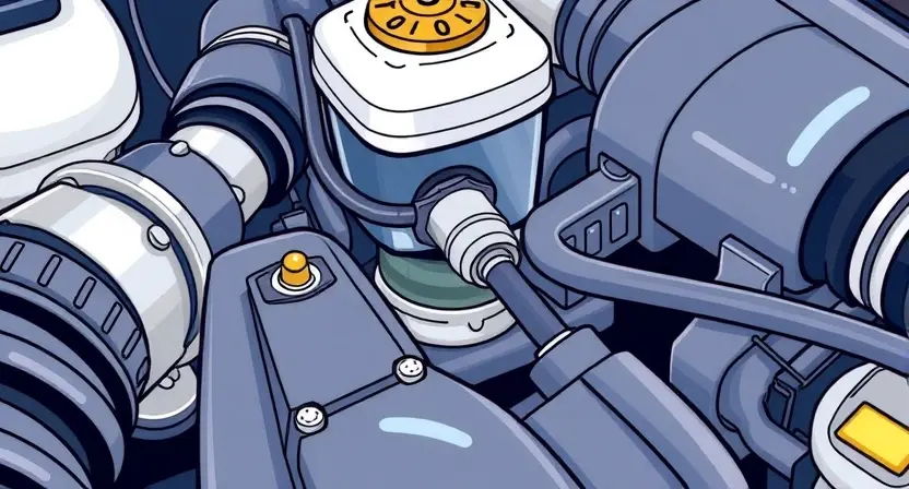 A close-up, detailed illustration of an engine bay with a focus on the coolant temperature sensor and its wiring. The sensor should be clearly visible, along with the surrounding hoses and components. The overall image should convey a sense of automotive mechanics and diagnostics. The lighting should be bright and even, highlighting the details of the sensor and wiring.