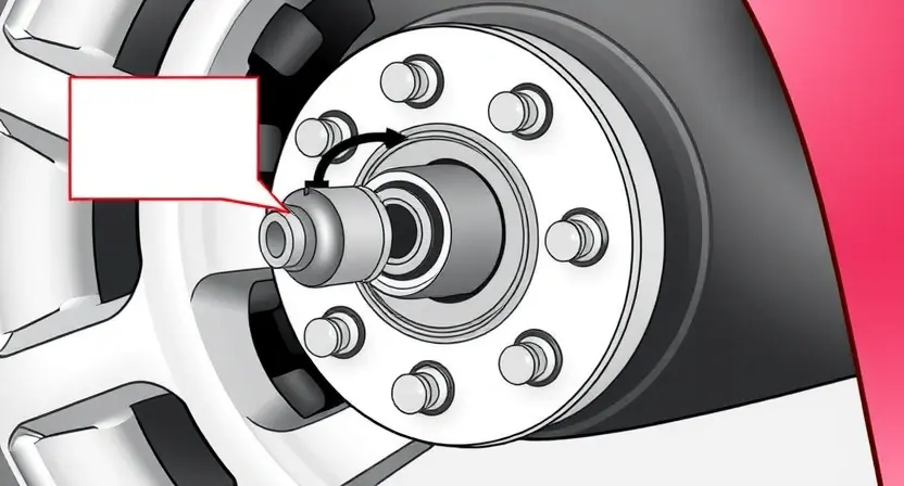 A close-up illustration of a car's wheel hub assembly, highlighting the speed sensor and its connection to the wheel. The image should emphasize the sensor's position and the surrounding mechanical components. Focus on a clean, detailed representation of the hardware.