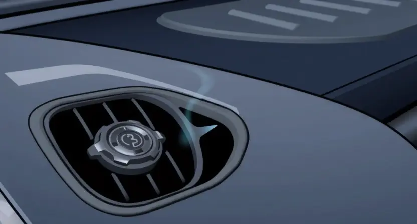 A close-up, detailed illustration of a car's engine bay, focusing on the air intake and temperature sensor. The sensor should be clearly visible, with subtle heat radiating from it. The overall aesthetic should be clean and professional, emphasizing automotive technology.