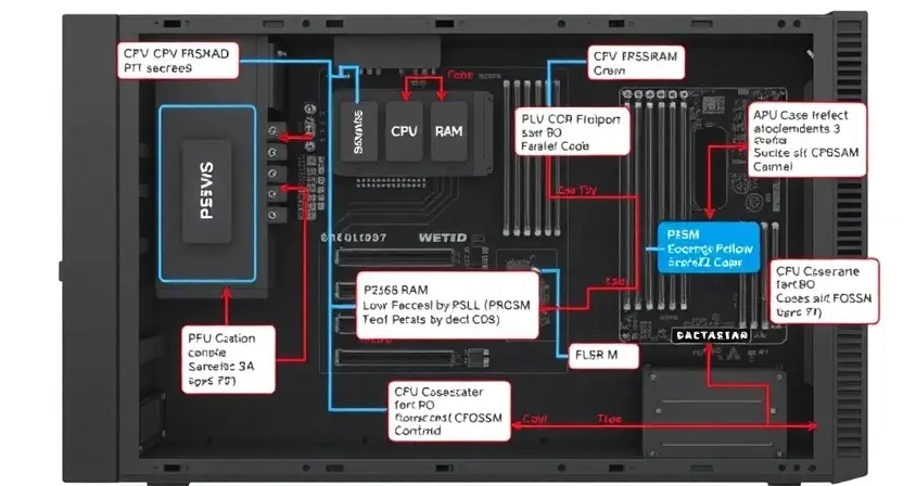 A detailed schematic diagram illustrating the P2565 error code in a computer system. The diagram should show the affected hardware components (CPU, RAM, motherboard) and the potential causes of the error. Include visual representations of data flow and error pathways.
