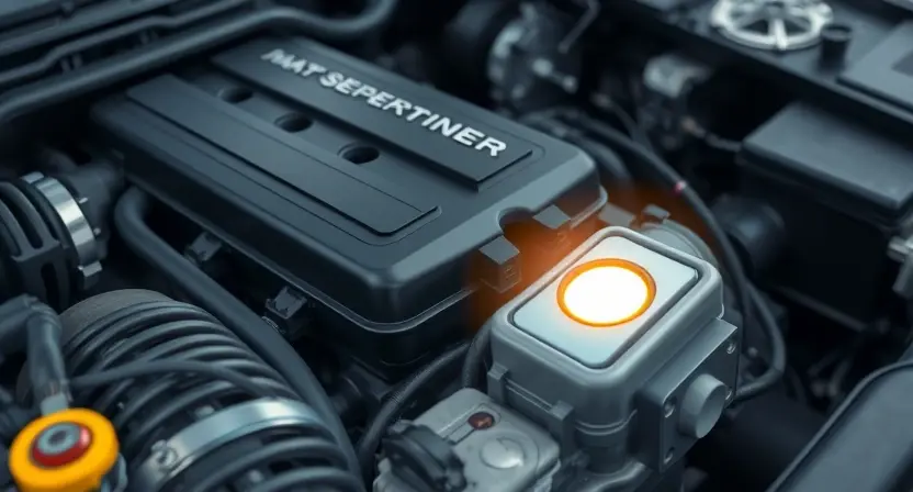 A close-up, detailed illustration of a car engine bay with a highlighted sensor. The sensor should be clearly visible, perhaps with a subtle glow or visual indicator suggesting a malfunction. Focus on the intricate details of the engine components and wiring. The overall lighting should be bright and clean, emphasizing the technical aspects.