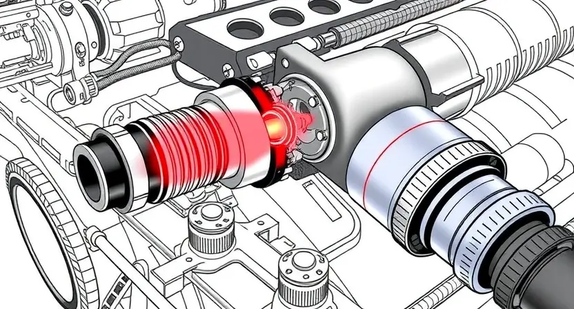 A detailed technical illustration of a fuel injector and its control circuit. The image should highlight the high signal level within the control circuit, perhaps with visual indicators like glowing lines or a brighter color representing the elevated signal. Focus on the internal components of the injector and the wiring connecting it to the control system. The background should be a clean, technical drawing style with subtle shading to emphasize depth.