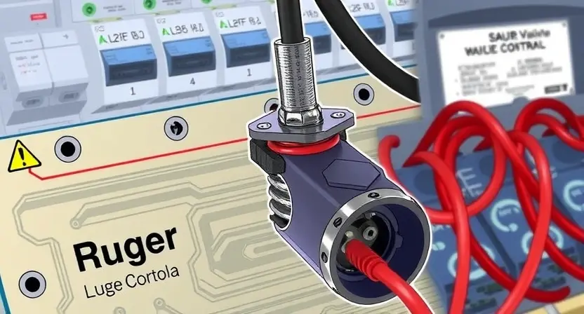 A detailed illustration of a circuit board with a close-up focus on a solenoid valve. The solenoid is depicted with visible coils and a plunger. Wires connect to the solenoid and other components on the board. The background shows a portion of an electrical control system.