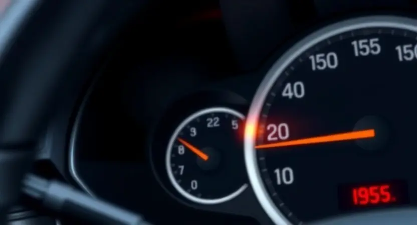 A close-up, detailed illustration of a car's dashboard with a highlighted side acceleration sensor. The sensor should be clearly visible, perhaps with a subtle glow or indicator light suggesting a malfunction. The background should show a blurred view of the car's interior. Focus on the sensor's physical appearance and its location within the dashboard.