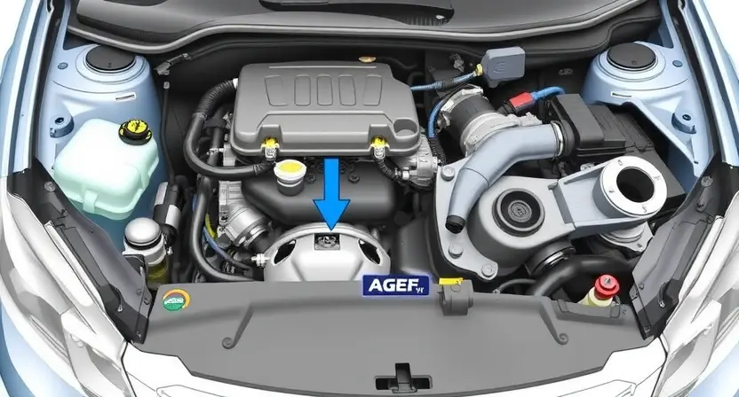 A detailed illustration of a car engine bay, focusing on the valve assembly on the front left side. Highlight the wiring and connections related to the valve circuit. Show a close-up of the valve and its surrounding components. The overall image should convey a sense of technical precision and clarity, suitable for a repair manual.