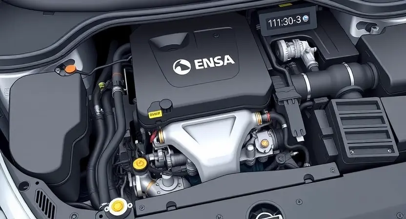 A detailed illustration of a car engine with a focus on the coolant temperature sensor and its connection to the engine control unit (ECU). The engine should be clean and well-lit, showcasing the relevant components. Include subtle visual cues indicating a temperature reading on a digital display connected to the ECU.