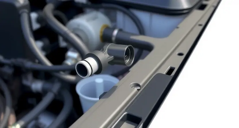 A close-up illustration of a car's engine bay, highlighting the Mass Airflow Sensor (MAP sensor). The sensor should be clearly visible, with connecting wires and hoses. The background should show other engine components, but the focus is on the MAP sensor. The overall lighting should be bright and clean, emphasizing the sensor's details. The image should convey a sense of automotive diagnostics and technical inspection.