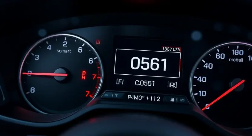 A close-up, detailed image of a car's dashboard with a diagnostic screen displaying an error code 'C0561'. The dashboard should be clean and modern, focusing on the error message. The car interior should be subtly visible but not distracting.