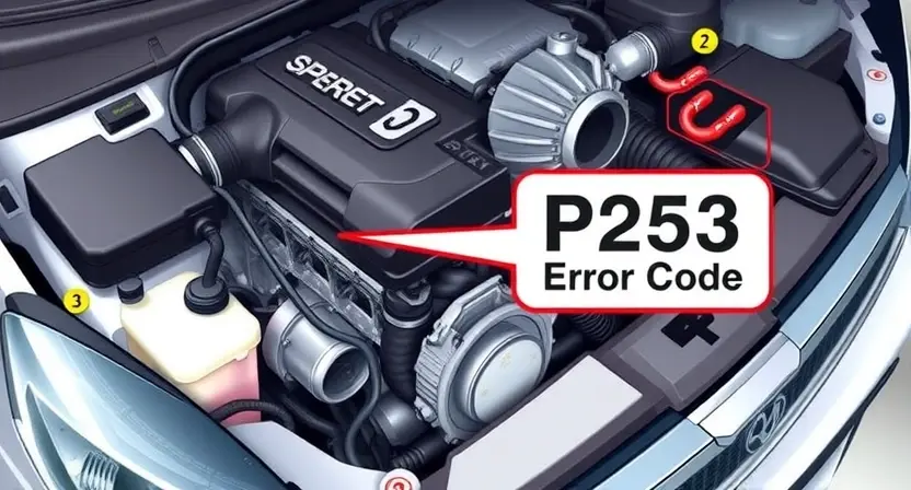 A detailed illustration of a car engine with a highlighted section indicating the specific component related to the P2503 error code. The engine should be depicted in a clean, well-lit environment with a focus on the technical aspects. The image should convey a sense of precision and professionalism, suitable for an educational or technical guide.