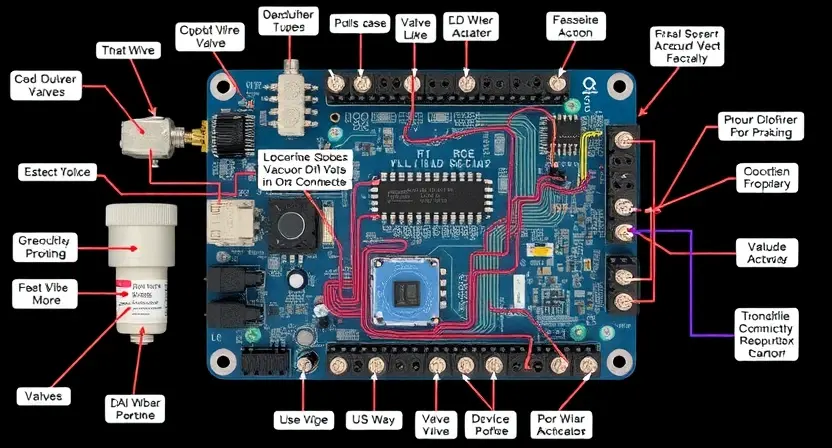 A detailed technical illustration of a vacuum drive control circuit. The image should show various components like valves, sensors, actuators, and wiring, clearly labeled. Focus on the circuit board and its connections. The overall aesthetic should be clean and professional, emphasizing precision and functionality.