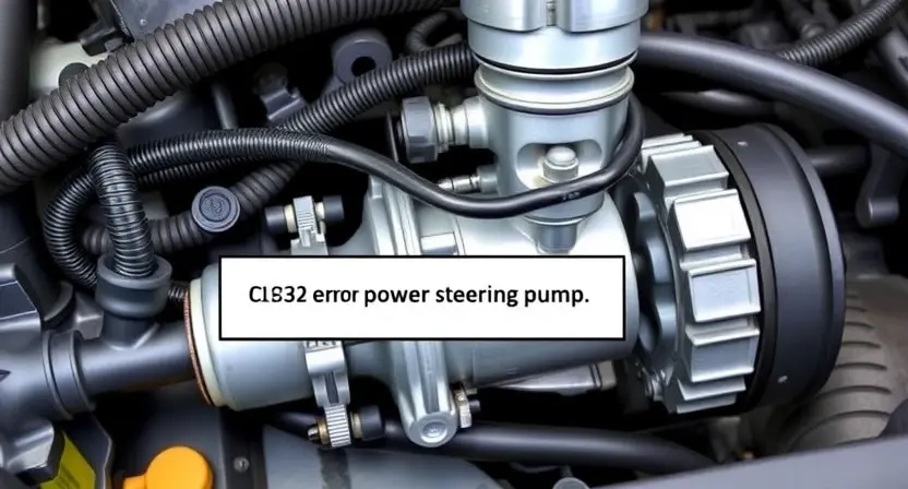 A detailed, realistic depiction of the internal components of a power steering pump, highlighting the area where the C1232 error might originate. Focus on hoses, seals, and the pump's motor. The image should convey a sense of technical precision and clarity.