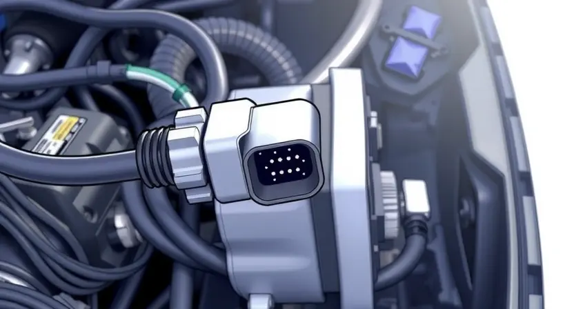 A close-up, detailed illustration of a car's engine bay, specifically focusing on the Mass Air Flow (MAF) sensor and its associated wiring. The sensor should be clearly visible, with emphasis on its connections and the surrounding components. The overall lighting should be bright and clean, highlighting the sensor's details.