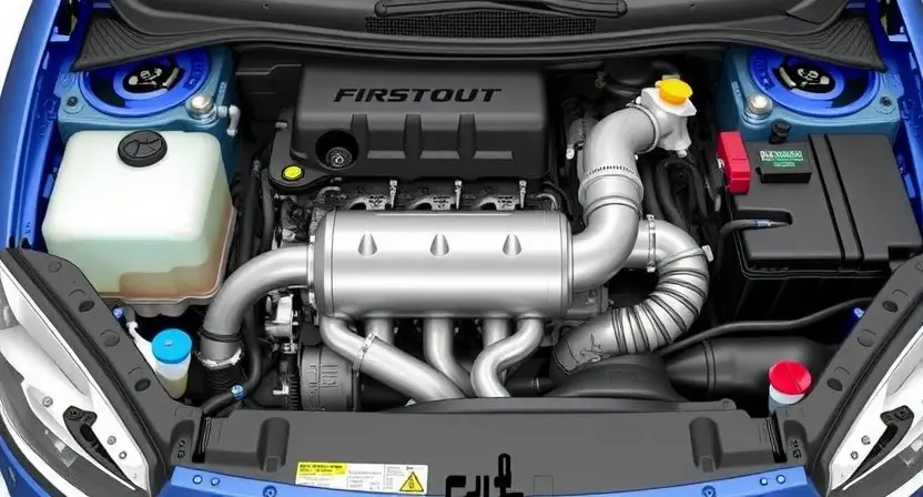 A detailed illustration of a car's engine bay, highlighting the catalytic converter and related components. Focus on the visual representation of the P0710 error code's impact on the exhaust system.