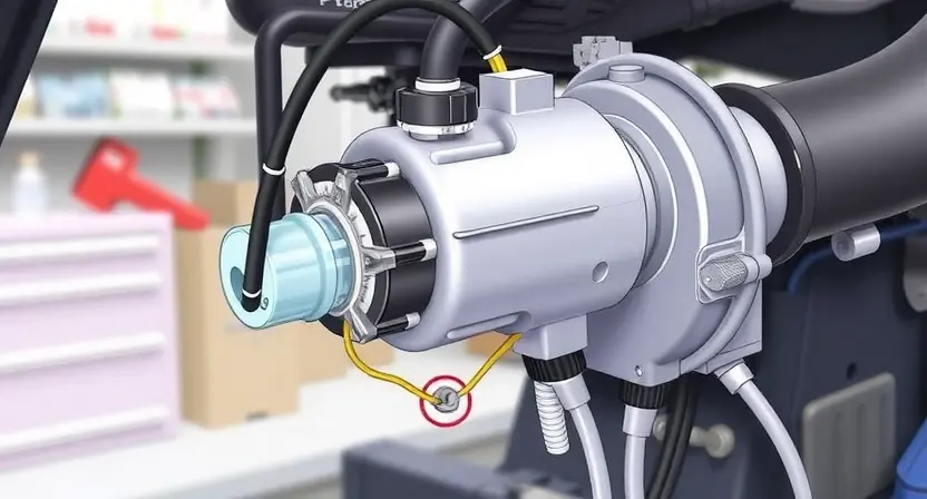 A detailed illustration of an ABS (Anti-lock Braking System) component, specifically focusing on the solenoid valve and its associated wiring. The image should show the valve clearly, with visible connections and labels indicating its function. The background should be a clean, technical environment, perhaps a workshop or laboratory setting.