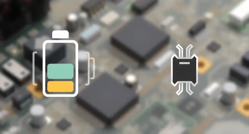 A close-up, detailed illustration of a battery icon with a low power indicator, next to a sensor icon. The background should be a blurred representation of electronic components and circuitry. Focus on conveying the concept of a low battery affecting a sensor's functionality.