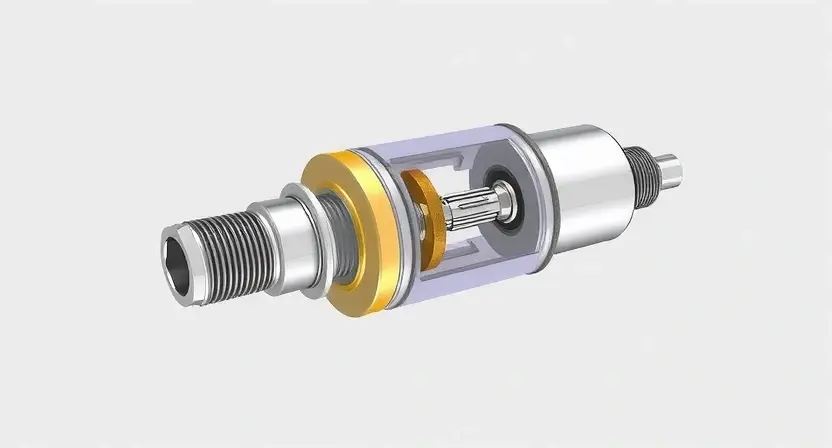 A detailed illustration of a differential pressure sensor, highlighting its internal components and connections. The sensor should be depicted in a clean, technical style, emphasizing precision and accuracy. Include visual cues representing pressure differentials, such as subtle color gradients or directional arrows. The background should be a neutral, light gray to avoid distraction.