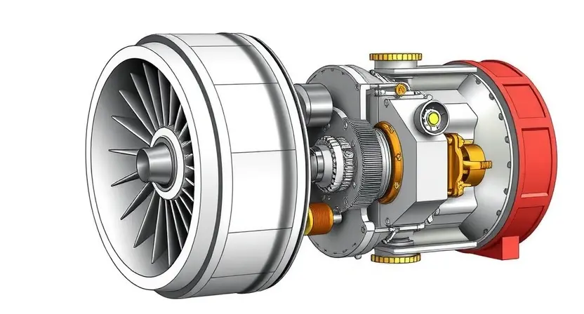 A detailed illustration of a турбина (turbine) with a focus on the вестгейт соленоид (wastegate solenoid). Show the solenoid connected to the turbine housing and the engine block. Include visual cues indicating the solenoid's function in regulating exhaust gas flow.