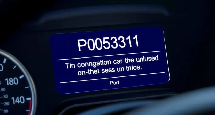 A close-up, detailed illustration of a car's diagnostic display showing the error code P0531. The display should be brightly lit and clearly show the code and a brief explanation. The background should be a slightly blurred view of the car's dashboard.
