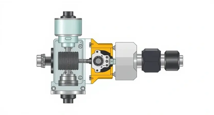 A detailed illustration of a solenoid valve with a pressure control mechanism. The image should showcase the internal components, including the solenoid coil, valve body, and pressure sensor. Focus on clarity and precision in depicting the mechanical parts.