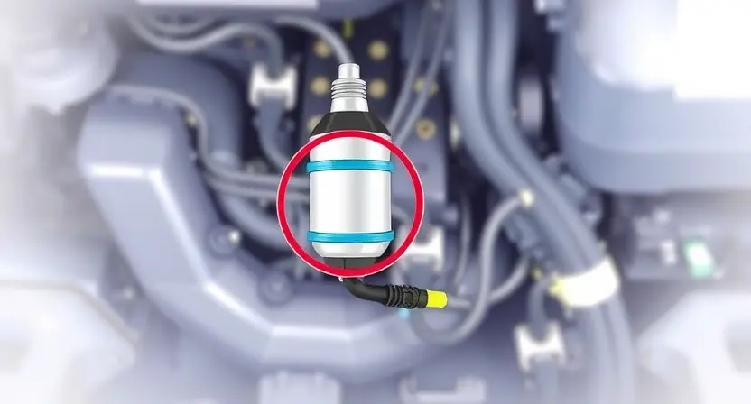 A close-up, detailed illustration of an ABS (Anti-lock Braking System) module with a highlighted solenoid valve. The valve should be clearly visible, showing its internal components. Focus on the connection points and wiring related to the solenoid. The background should be a slightly blurred automotive interior setting, suggesting a car's undercarriage.