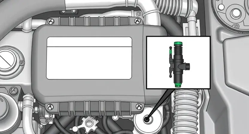 A detailed illustration of an engine control unit (ECU) with a highlighted fuel injector circuit. The circuit should show the wiring diagram and the injector itself. Focus on the components and connections related to the P0203 code.