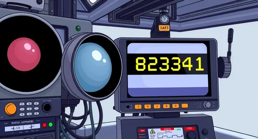 A detailed illustration of a radar system with a B2341 error message displayed on a screen. The radar should be in a technical setting, possibly a laboratory or a vehicle. Focus on the error message and the surrounding radar components.