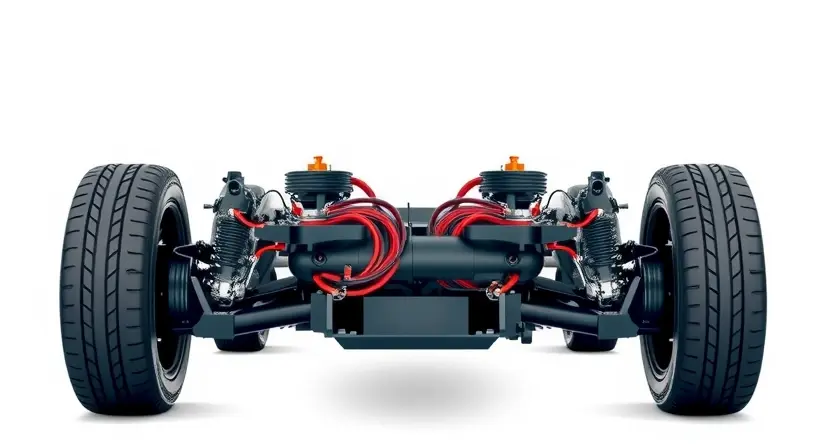 A close-up, high-quality technical illustration of a car longitudinal acceleration sensor mounted on a vehicle chassis, showing its internal components and wiring connections in a clean, isolated setting with soft studio lighting, emphasizing precision engineering and automotive technology