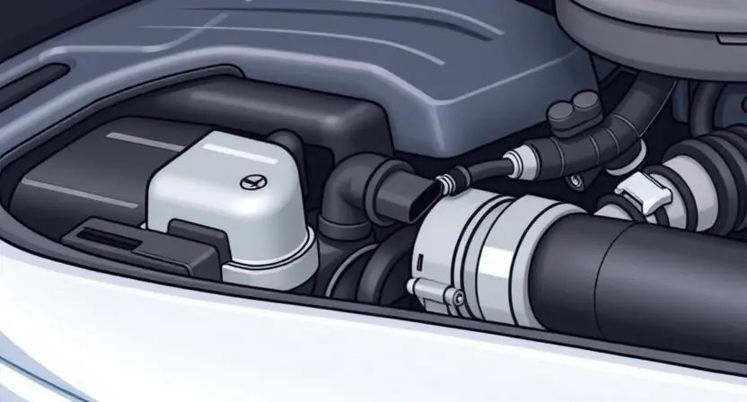 A close-up, detailed illustration of a car's engine bay, highlighting the Mass Airflow Sensor (MAP sensor). The sensor should be clearly visible, with surrounding engine components subtly in focus. Focus on the sensor's physical appearance and its connection to the engine.