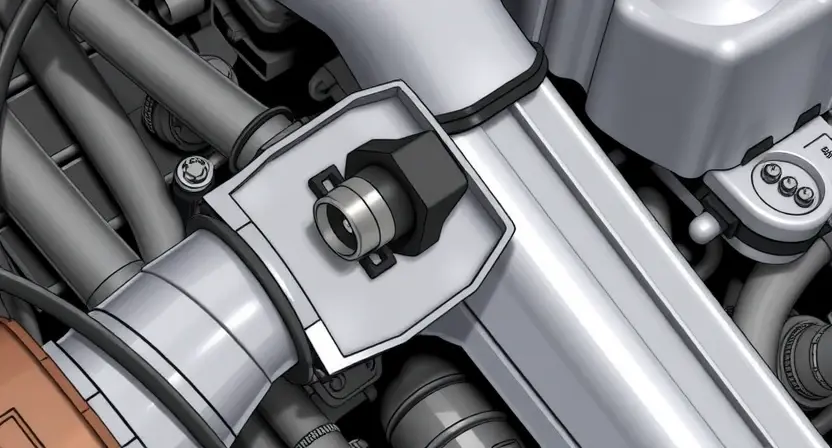 A close-up, detailed illustration of a car engine's intake manifold with a focus on the MAP sensor. The sensor should be clearly visible, and the surrounding engine components should be realistically rendered. The overall image should convey a sense of automotive mechanics and diagnostics. The color palette should be realistic, reflecting the metallic and plastic components of the engine.
