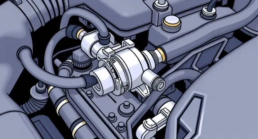 A close-up, detailed illustration of a car engine bay with a focus on the oxygen sensor and related wiring. The sensor should be clearly visible, along with the surrounding engine components. Use bright, clean colors to highlight the relevant parts.