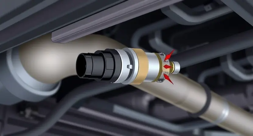 A close-up, detailed illustration of a car's oxygen sensor (A/F sensor) installed in the exhaust system. The sensor should be clearly visible, showing its components and connections. The background should depict a generic engine compartment with other parts subtly visible, but not distracting from the sensor. Focus on the sensor's physical appearance and its placement within the exhaust flow.