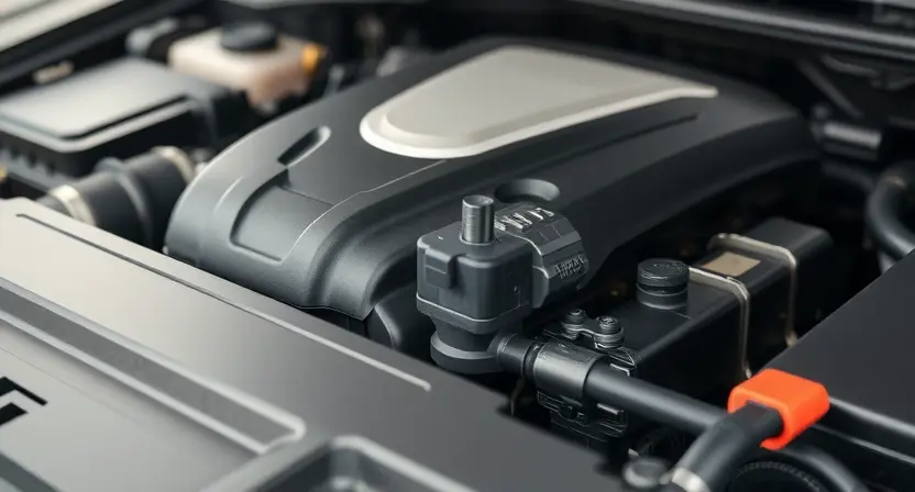 A close-up of a car's engine bay, focusing on the intake manifold and associated sensors. The engine should appear clean and well-maintained. Subtle visual cues indicating a sensor issue, such as a slightly blurred or out-of-focus sensor, could be included. The overall lighting should be bright and professional, highlighting the engine components. The background should be slightly blurred to emphasize the engine.