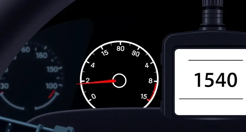 A high-quality technical illustration showing a car dashboard with an illuminated engine warning light and a diagnostic scanner displaying the error code P1540, clean background, no text or numbers on the image, modern automotive diagnostic style