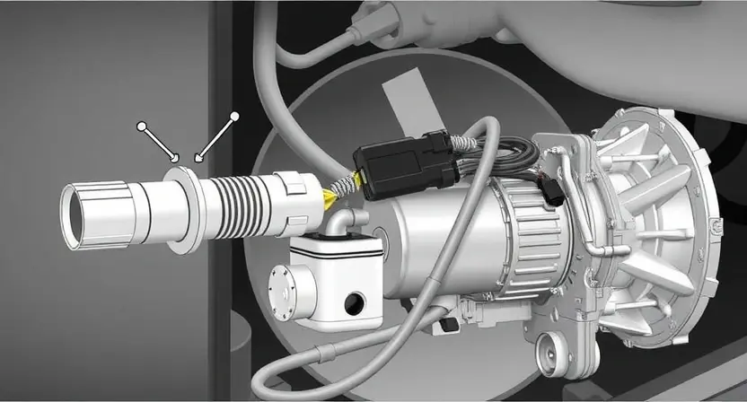 A detailed illustration of an automatic transmission (AT) sensor, highlighting its components and connections. The image should depict the sensor itself, wiring harness, and the transmission unit. Focus on clarity and technical accuracy.